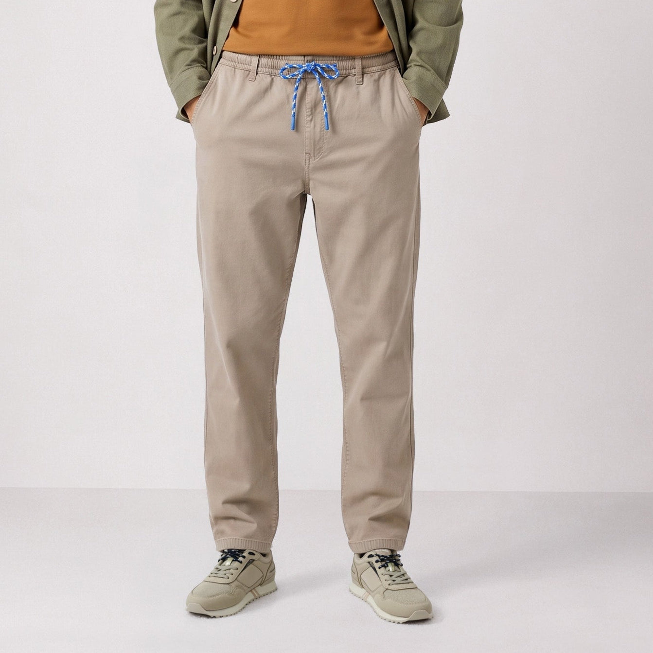 Pantalon 558 en coton stretch à taille élastiquée beige cachemire SBPLAY