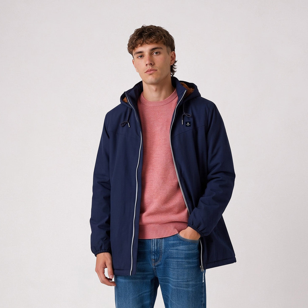 Parka imperméable déperlante doublée polaire à capuche bleu marine foncé Stormer SBPLAY