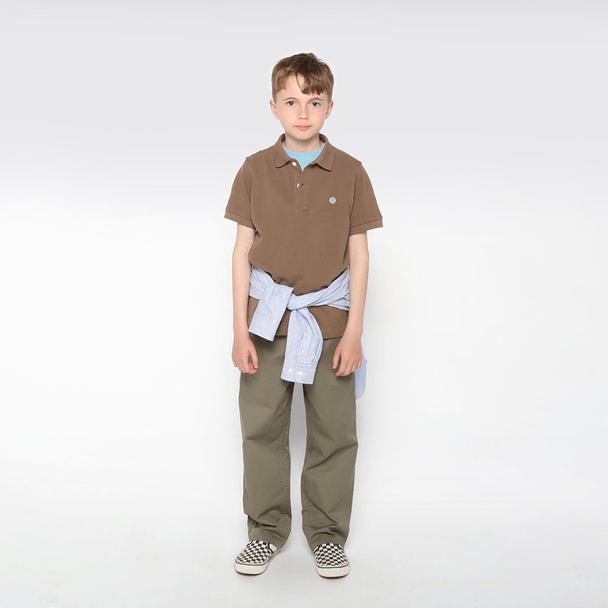 Polo Junior Manches Courtes En Coton Piqué Beige Shitake Lucas SERGE BLANCO