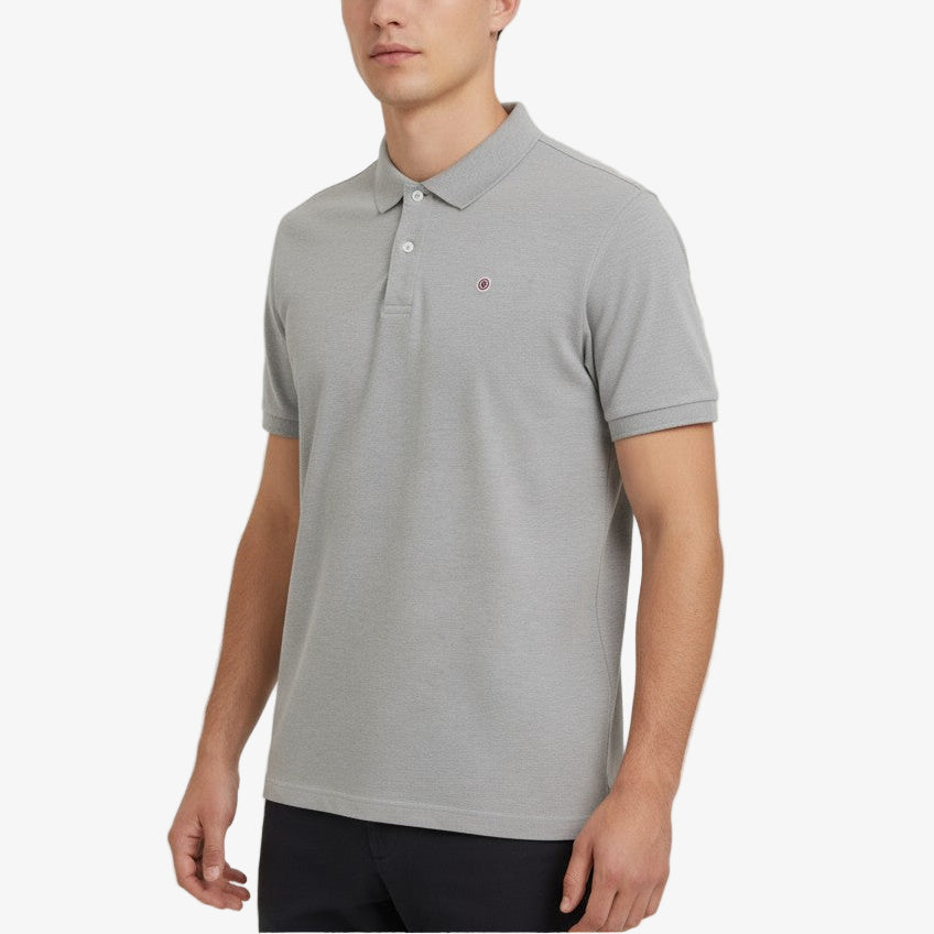 Polo Junior Manches Courtes En Coton Piqué Gris Chiné Lucas SERGE BLANCO