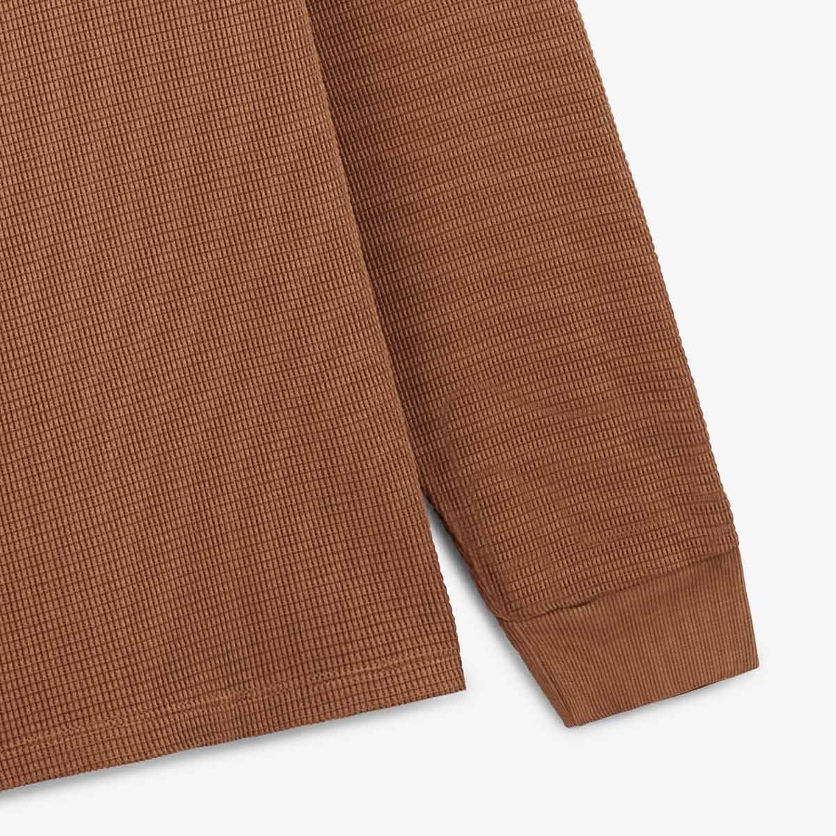 Polo Manches Longues En Coton Gaufré Marron Noisette Logano Homme SERGE BLANCO