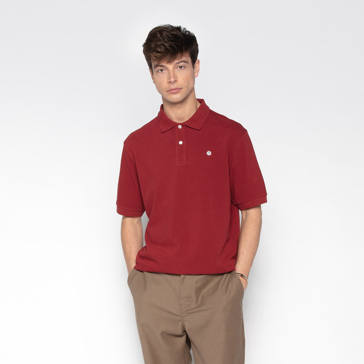 Polo Piqué Manches Courtes En Coton Lucas Rouge Merlot Homme SERGE BLANCO