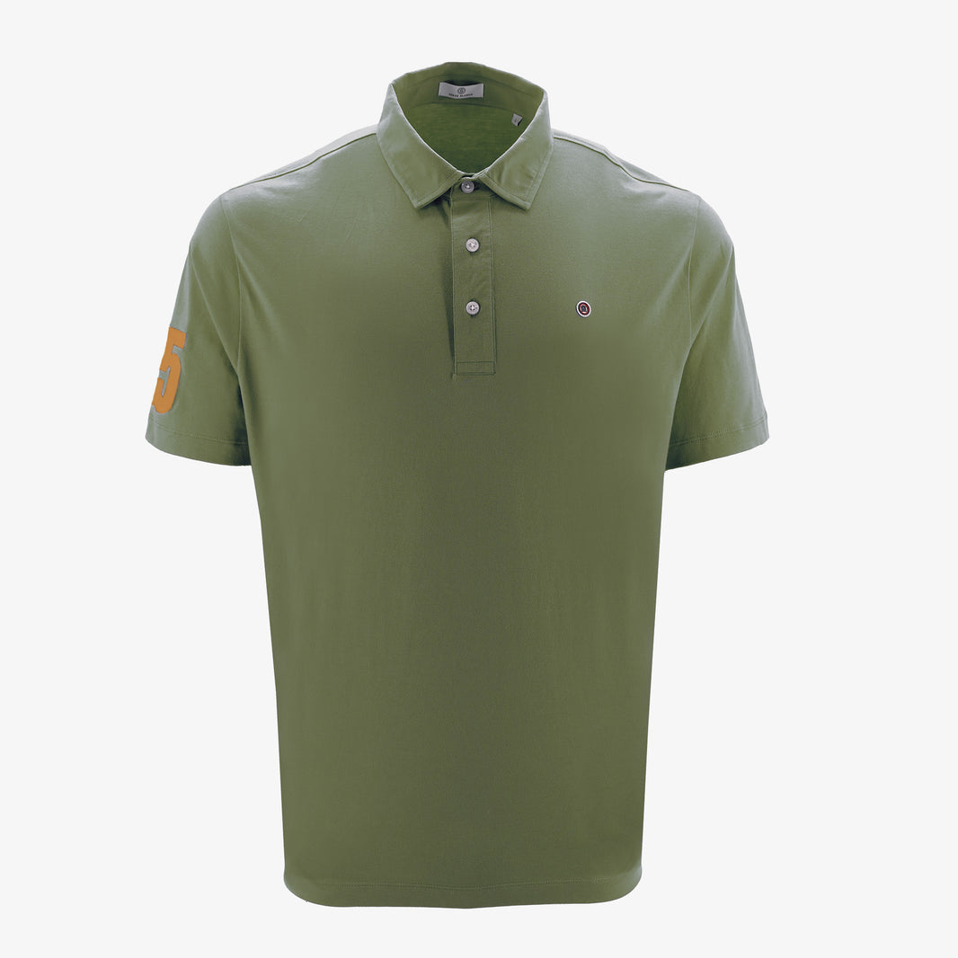 Polo de manga corta de algodón con bordado verde militar para hombre, de sarga, de la marca Serge Blanco