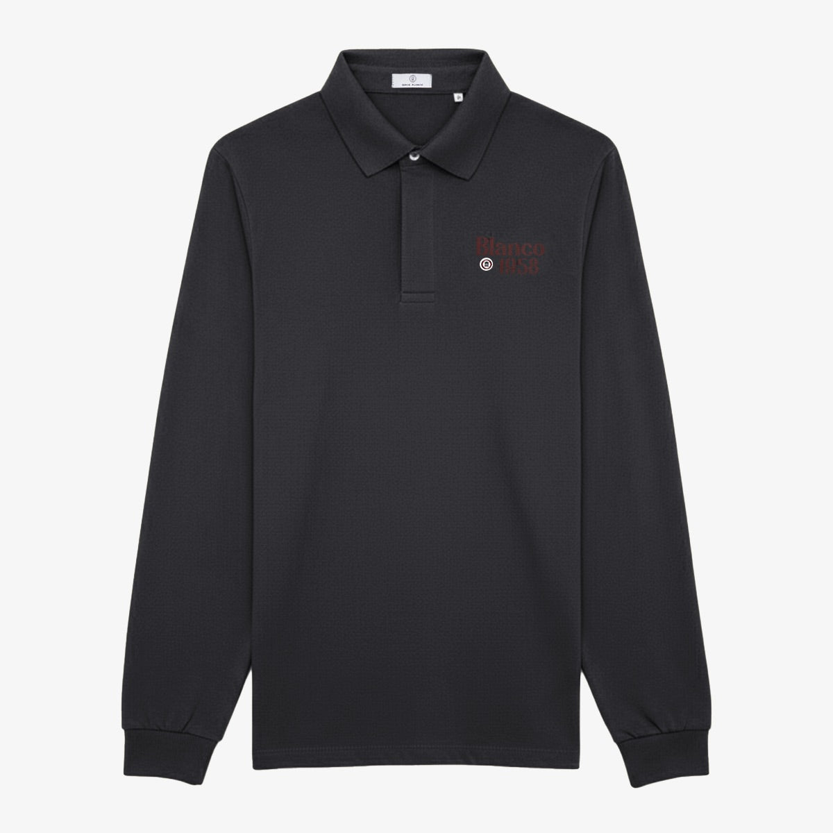 Polo manches longues coton piqué uni anthracite Blanco 1958 homme serge blanco