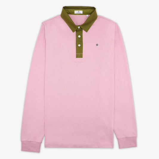 Polo manches longues en coton jersey rose homme serge blanco