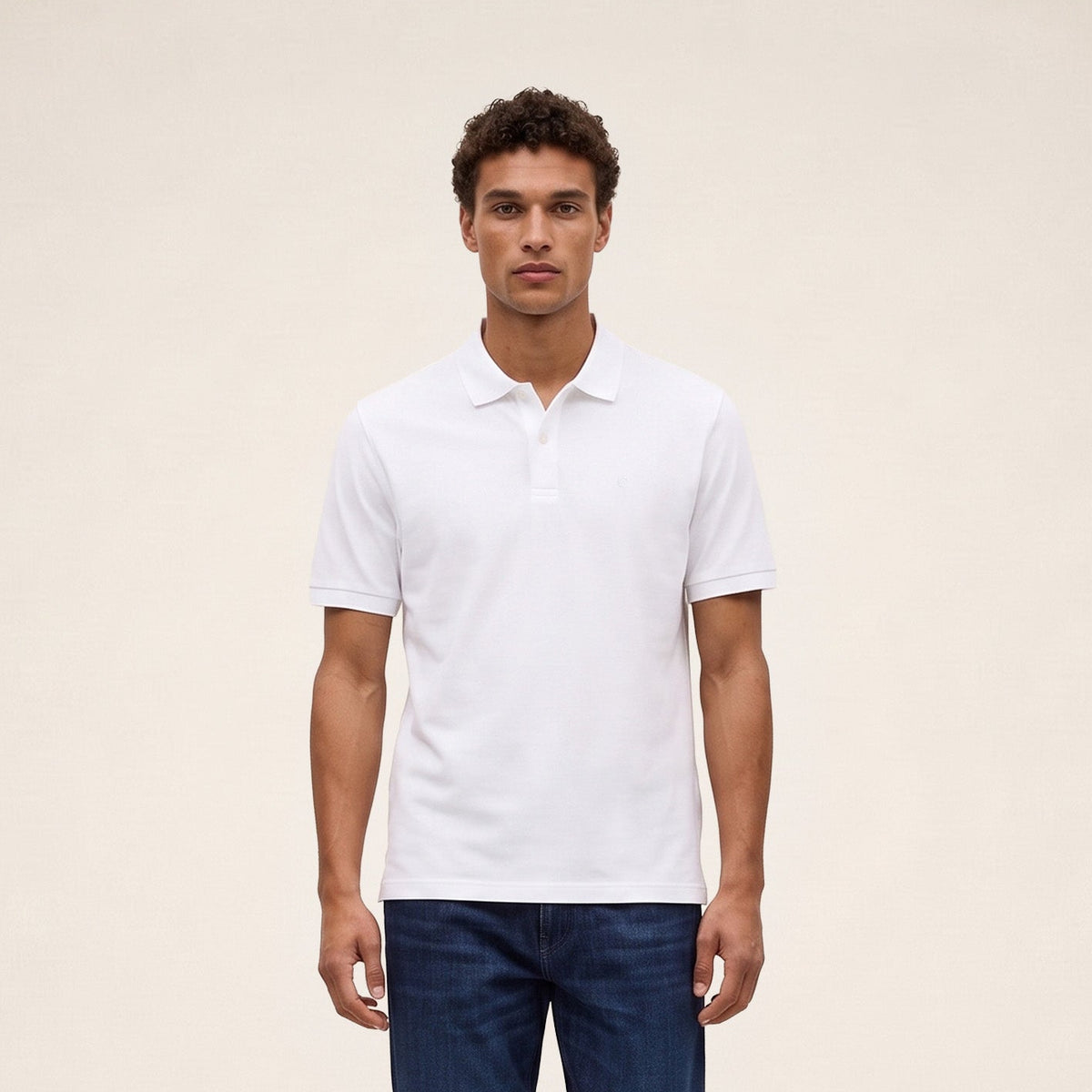 Polo piqué Lucas manches courtes en coton blanc