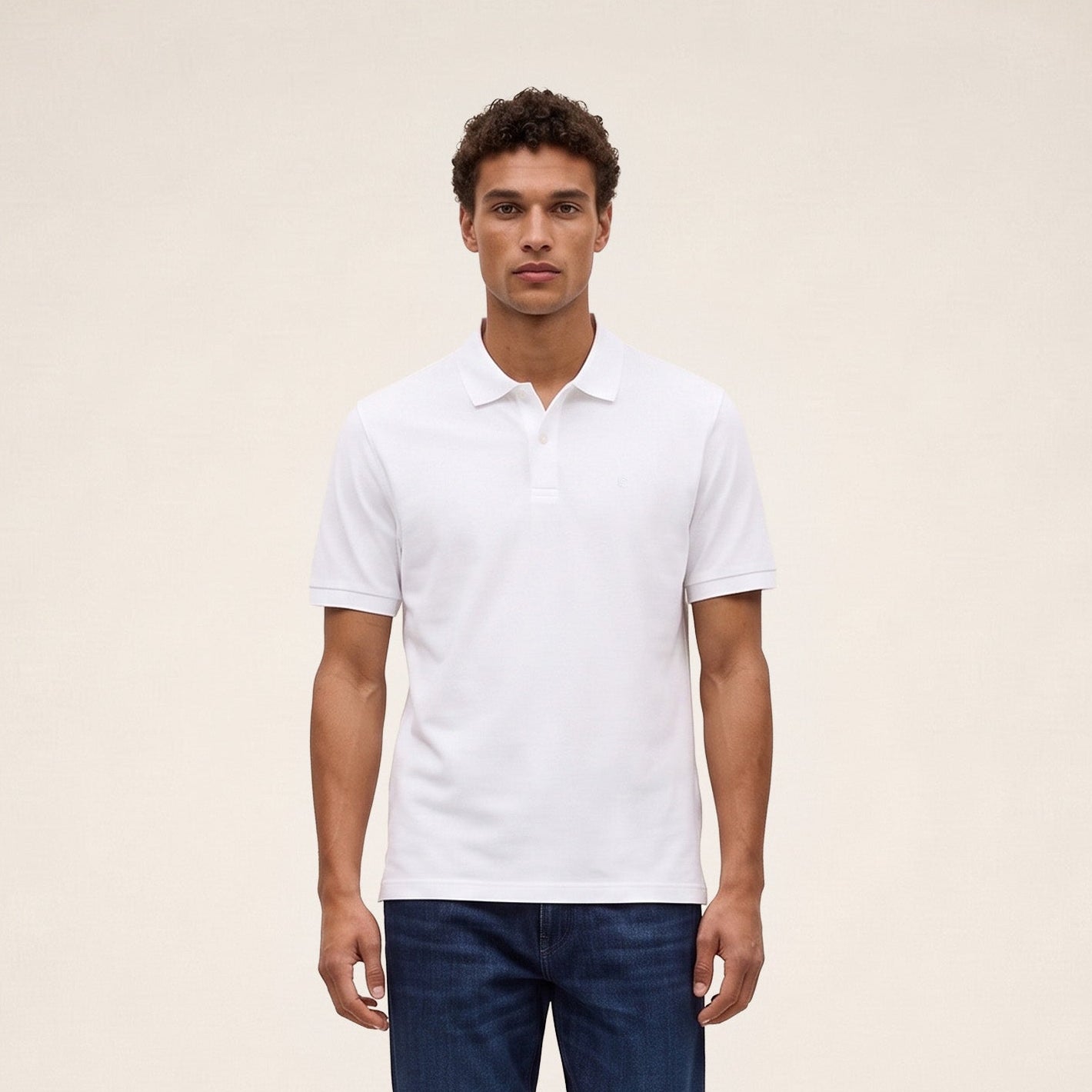 Polo piqué Lucas manches courtes en coton blanc
