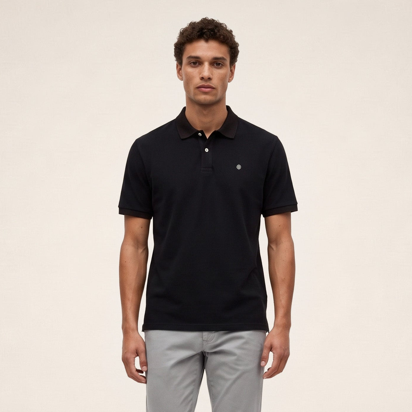 Polo piqué Lucas manches courtes en coton noir