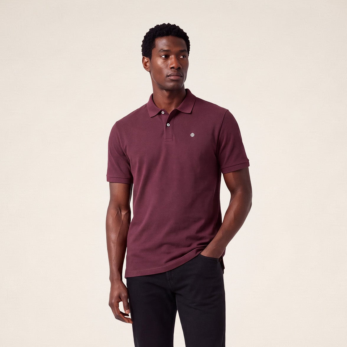 Polo piqué Lucas manches courtes en coton rouge vigne