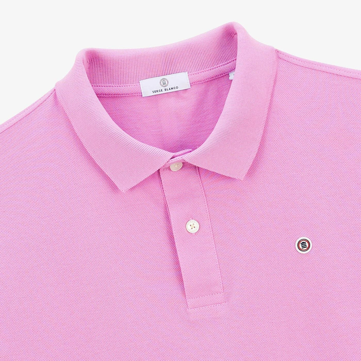 Polo piqué Lucas rose homme serge blanco