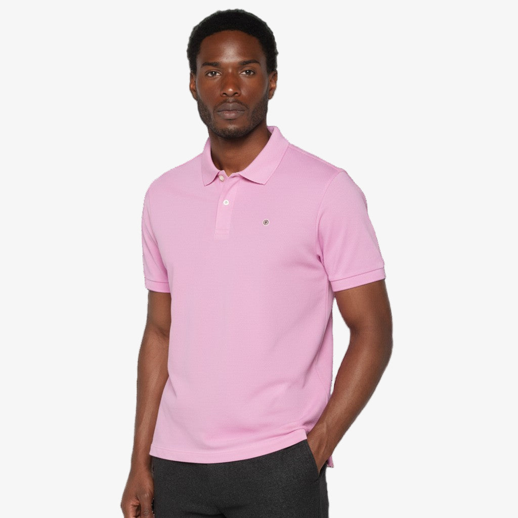 Polo piqué Lucas rose homme serge blanco