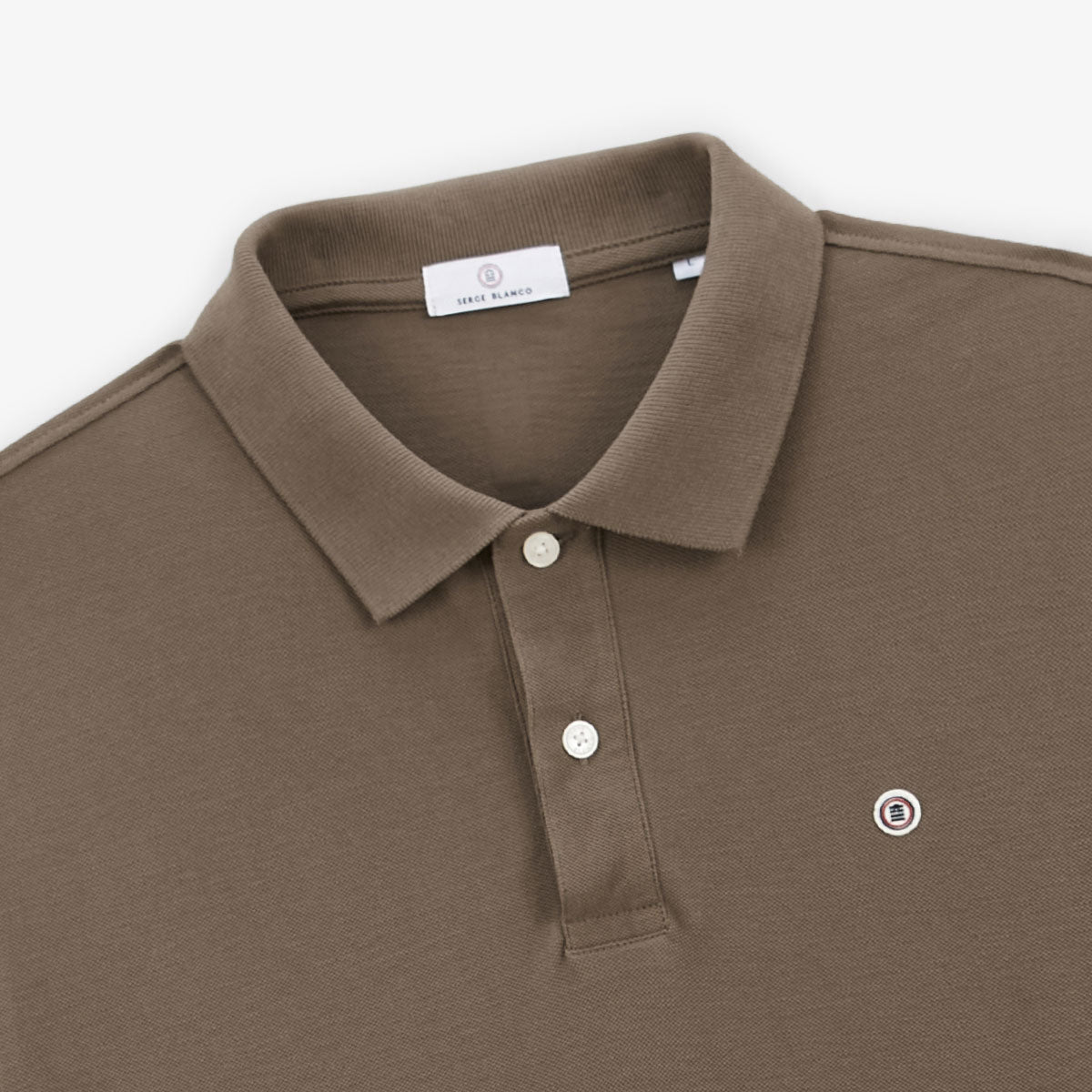 Polo piqué manches courtes en coton Lucas marron shitake homme SERGE BLANCO