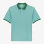Polo piqué manches courtes en coton bleu glacier col vert sapin homme serge blanco
