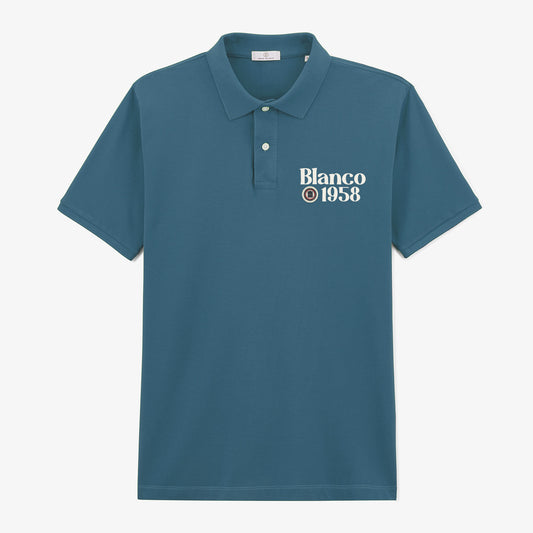 Polo pique manches courtes en coton Blanco 1958 bleu homme SERGE BLANCO