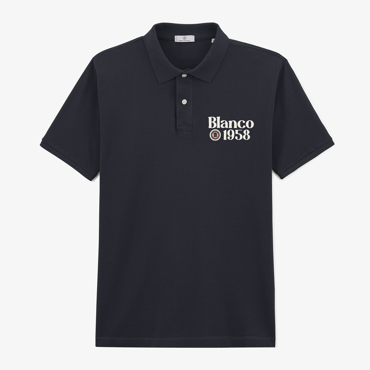 Polo pique manches courtes en coton Blanco 1958 bleu marine homme SERGE BLANCO