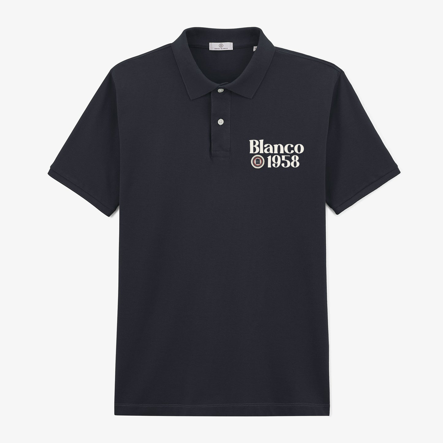Polo pique manches courtes en coton Blanco 1958 bleu marine homme SERGE BLANCO