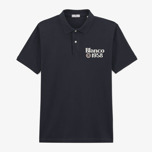 Polo pique manches courtes en coton Blanco 1958 bleu marine homme SERGE BLANCO