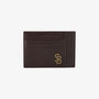 Porte-carte marron en cuir avec logo en metal homme SERGE BLANCO