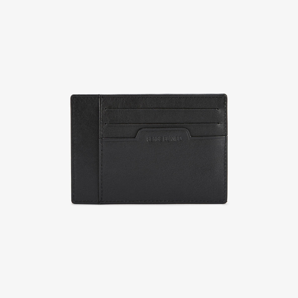 Porte-carte noir en cuir avec logo embosse homme SERGE BLANCO