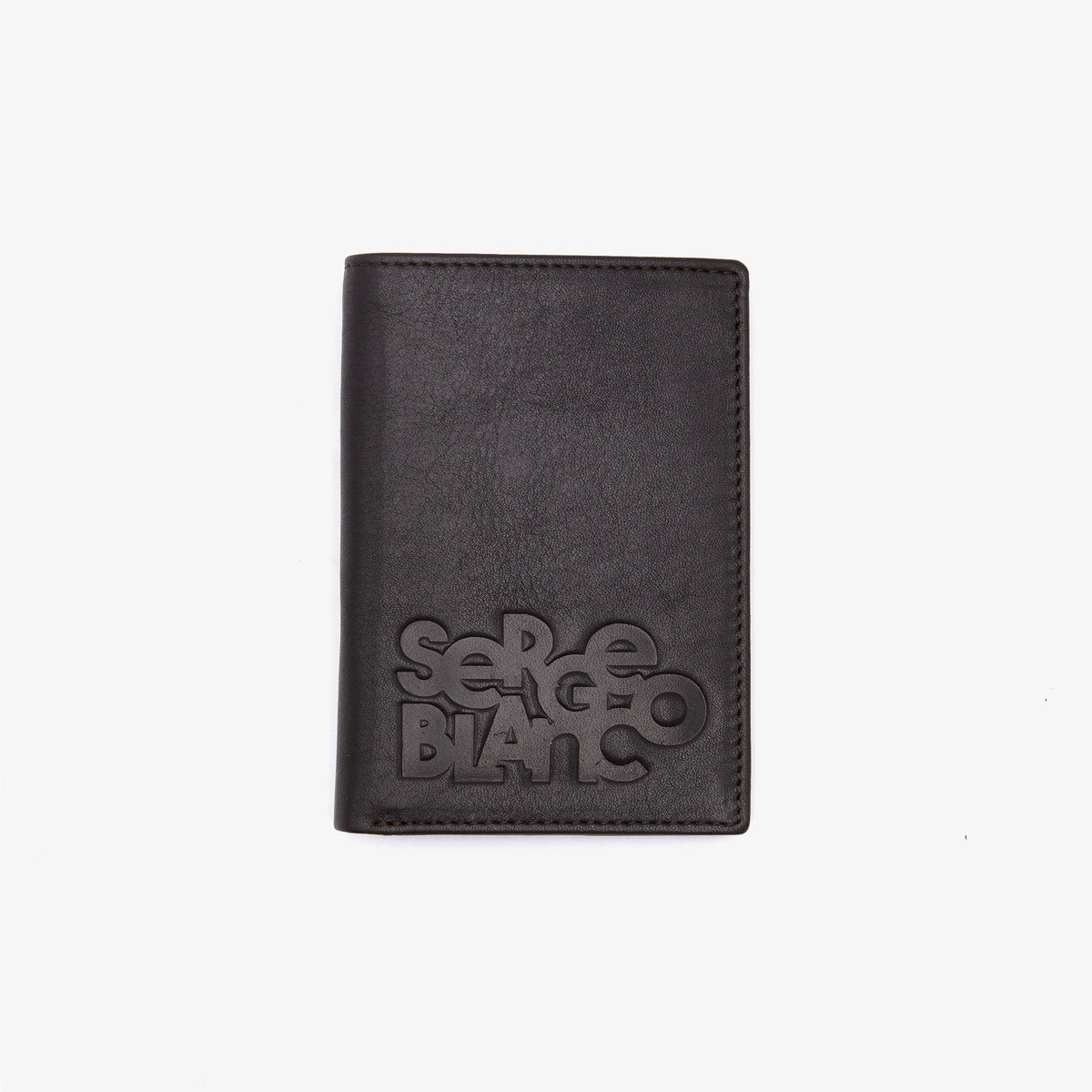 Cartera de cuero marrón con el logotipo en relieve 1