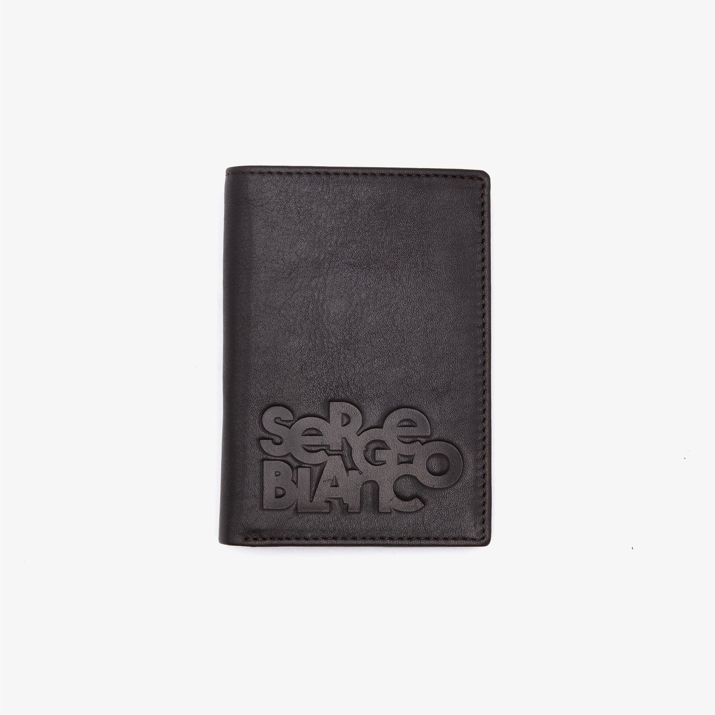 Cartera de cuero marrón con el logotipo en relieve 1
