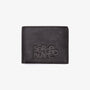 Cartera de piel con solapa y logotipo grabado, marrón 1