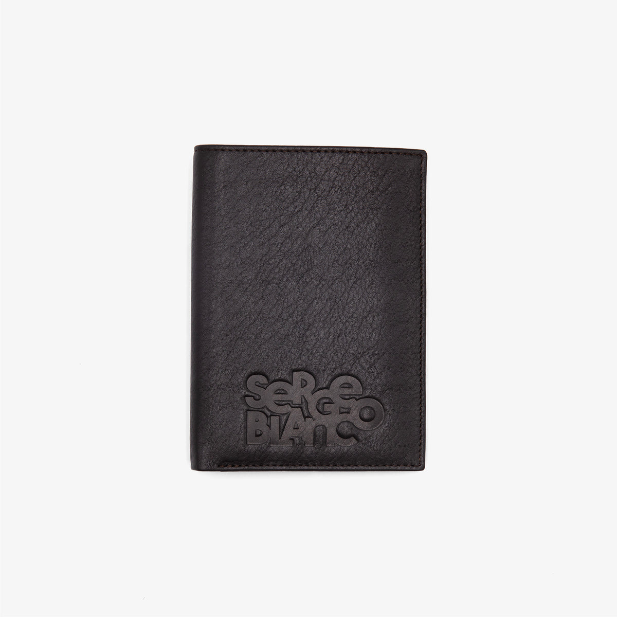 Cartera vertical Baltimore de cuero con logotipo en relieve, color marrón 1