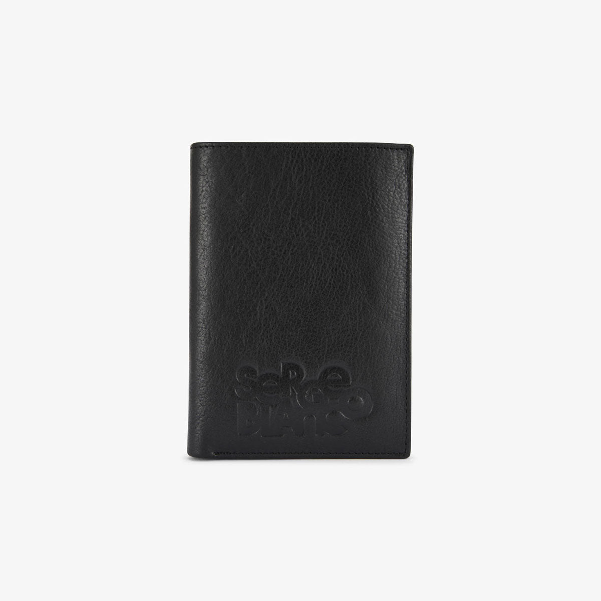 Portefeuille vertical en cuir avec logo embosse noir homme SERGE BLANCO