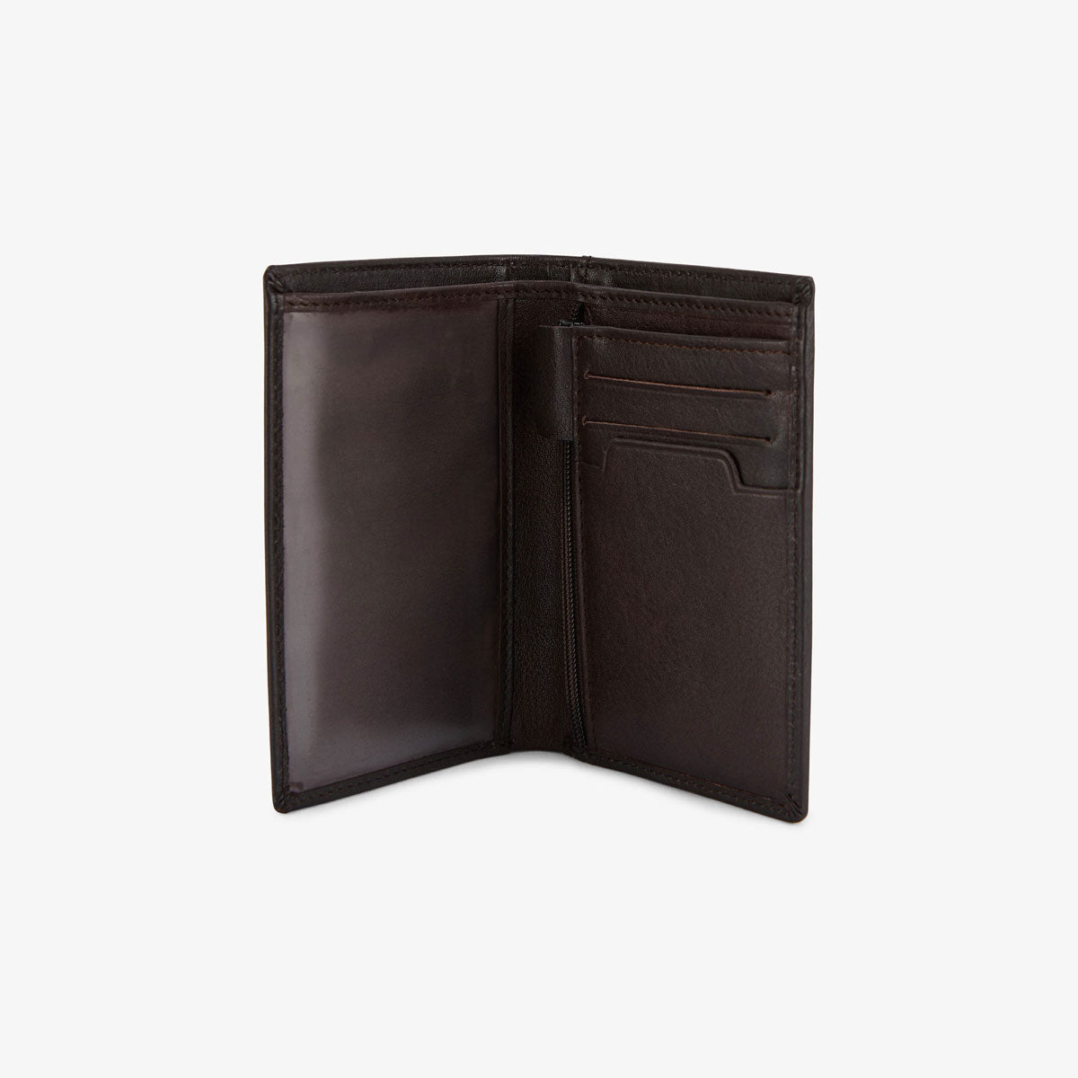 Portefeuille vertical marron en cuir avec logo metal homme SERGE BLANCO