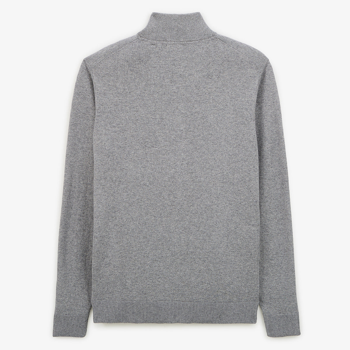 Pull col zippe en coton et laine gris chine Malo HOMME SERGE BLANCO