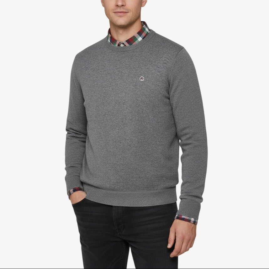 Pull Coton Et Laine Gris Chiné Maximus Homme SERGE BLANCO
