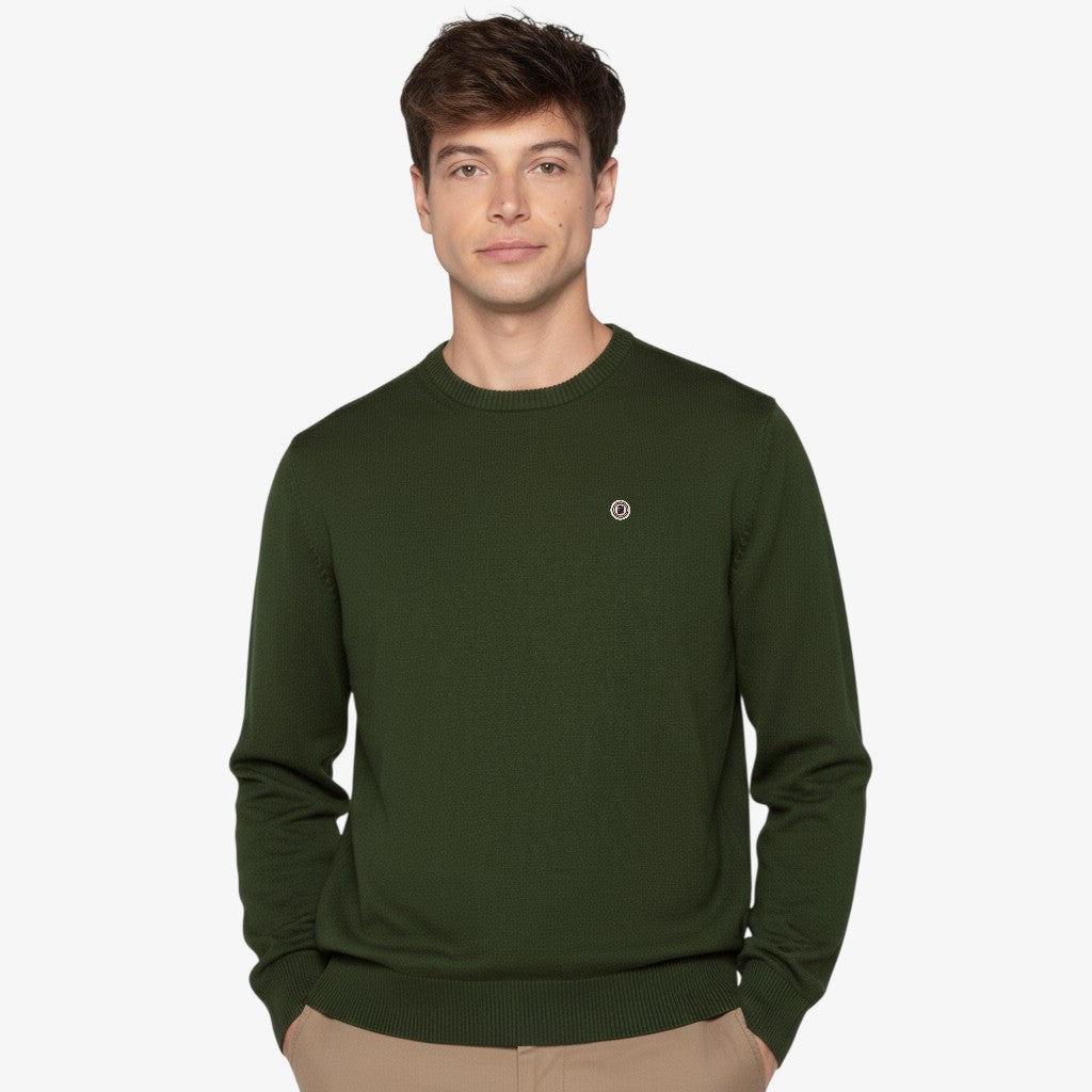 Pull Coton Et Laine Vert Militaire Maximus Homme SERGE BLANCO