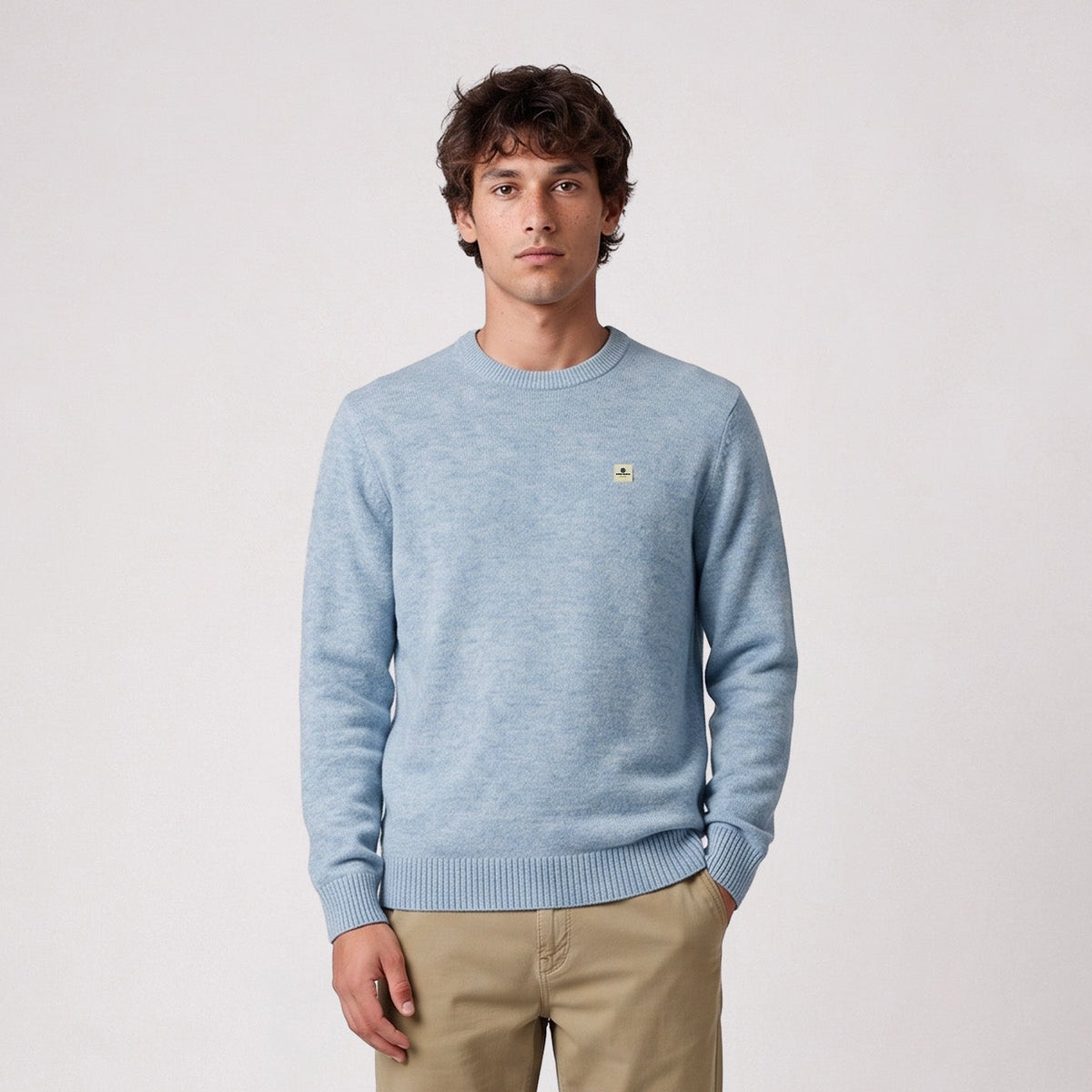 Pull Madani laine col rond bleu ciel SBPLAY