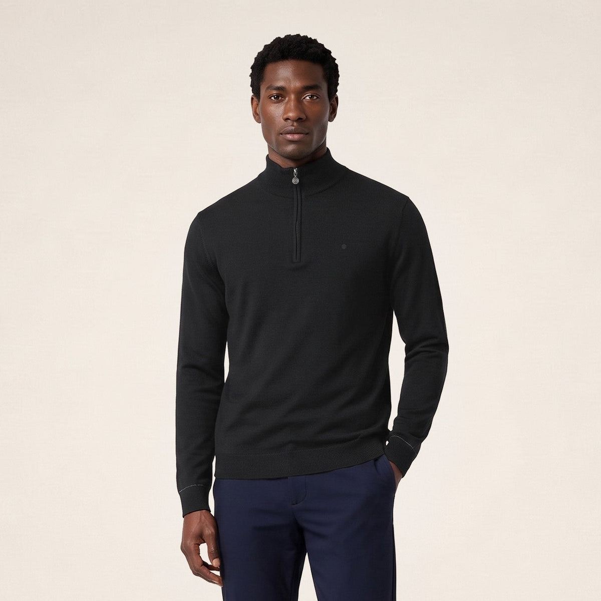 Pull Marvine essentiel col zippé noir