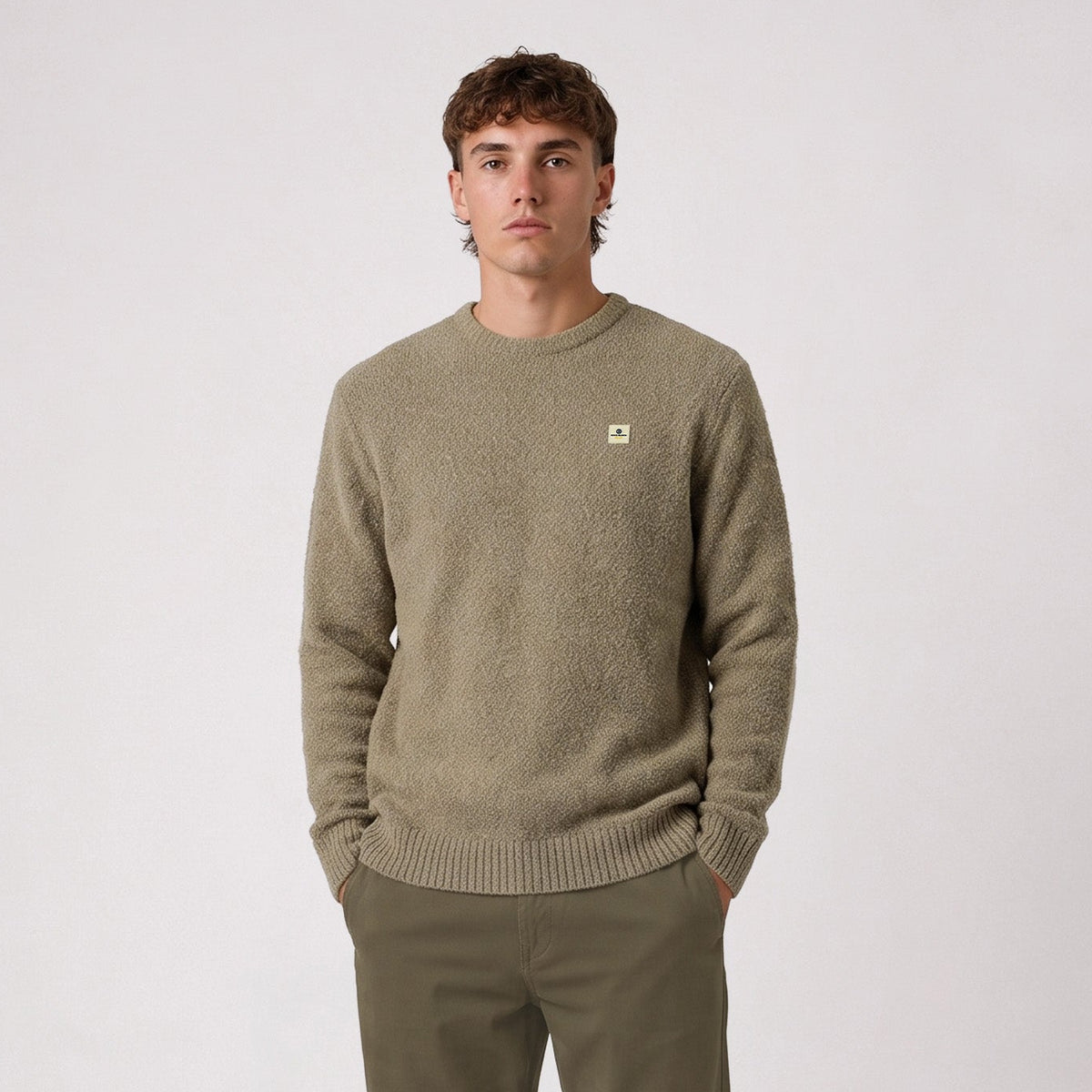 Pull Murray laine effet bouclette col rond beige SBPLAY