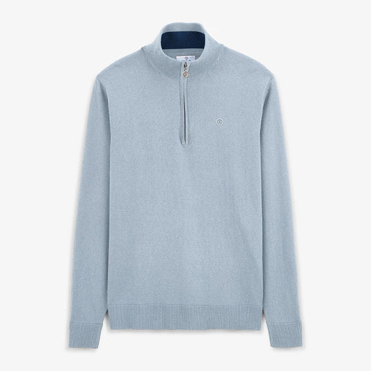 Pull avec col camionneur bleu glacier homme serge blanco