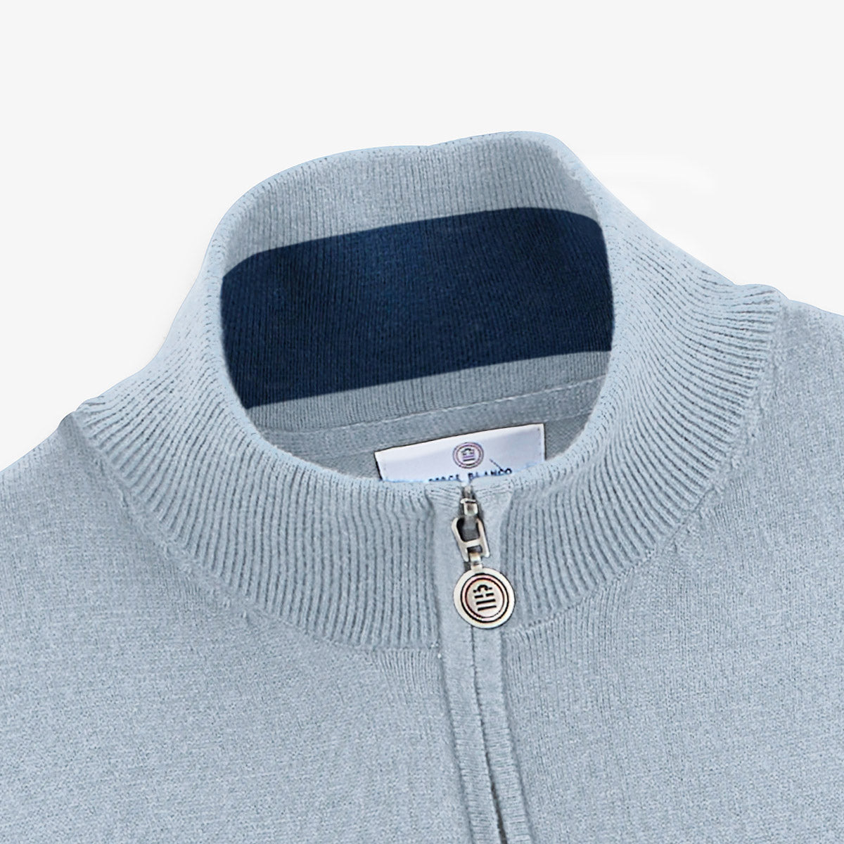 Pull avec col camionneur bleu glacier homme serge blanco