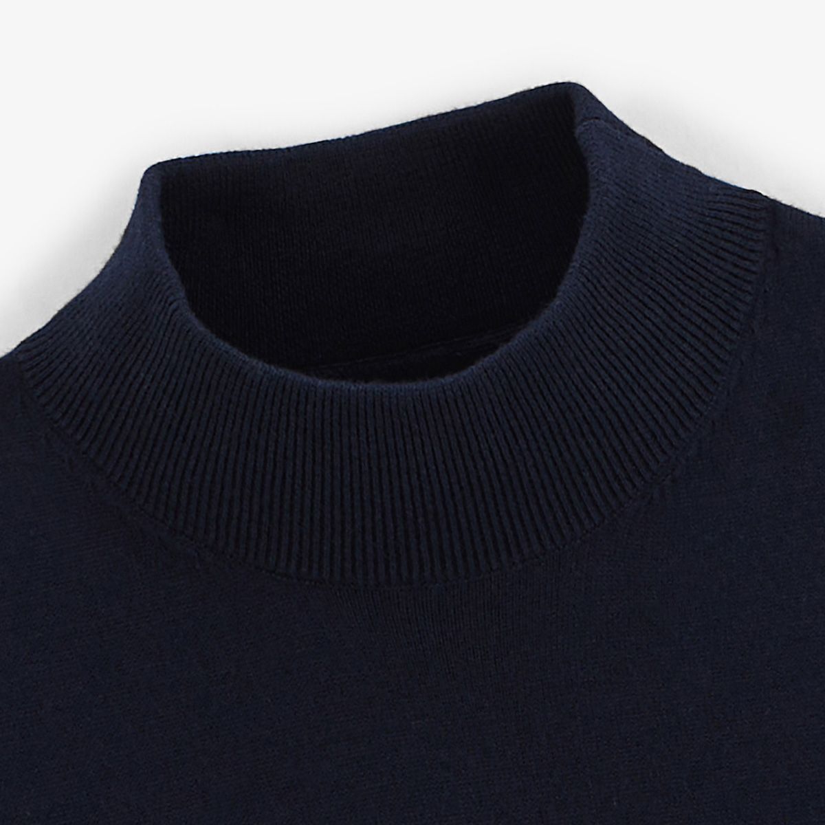Pull avec col montant en coton et laine bleu dark navy Mica serge blanco
