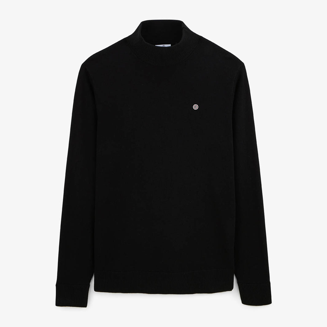 Maglione con collo alto in cotone e lana nero Mica serge blanco 1