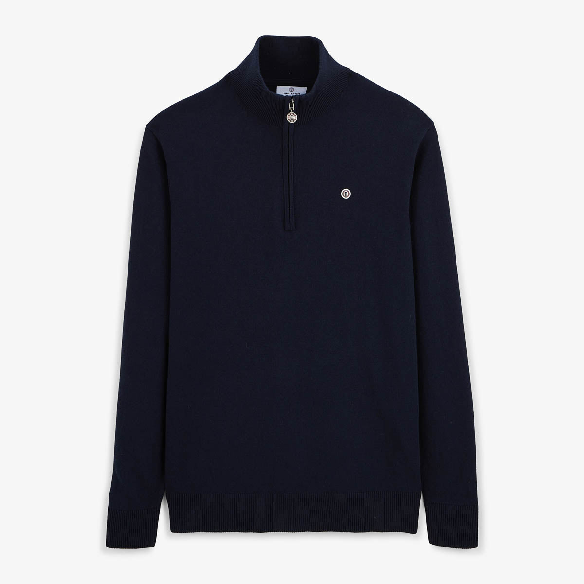 Pull avec col montant zippé bleu dark navy Malo serge blanco