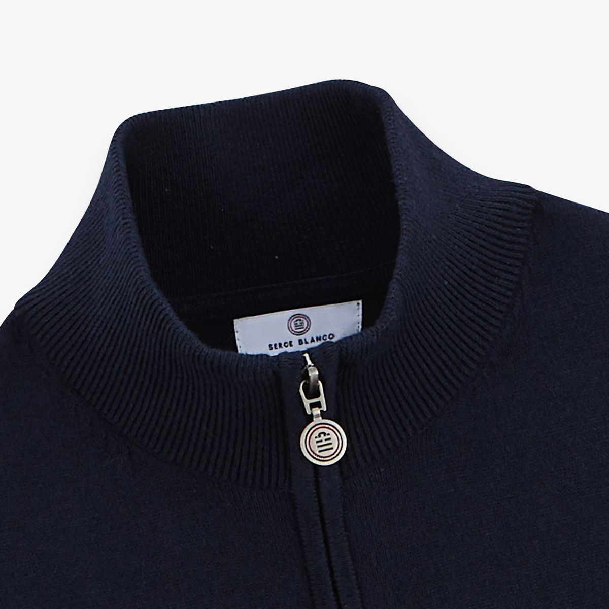 Pull avec col montant zippé bleu dark navy Malo serge blanco 3