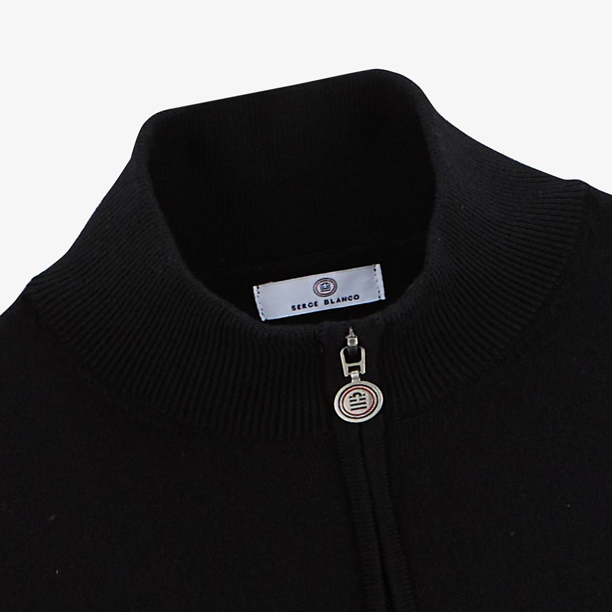 Pull avec col montant zippé noir Malo serge blanco 3