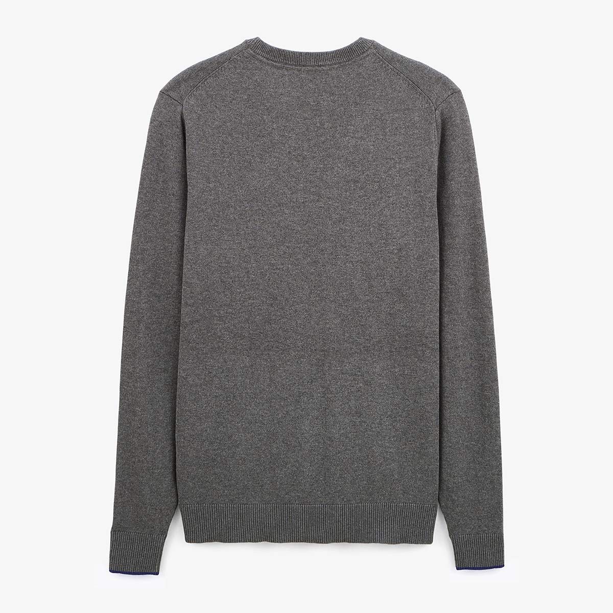Pull avec col rond avec bande au poignet gris homme serge blanco