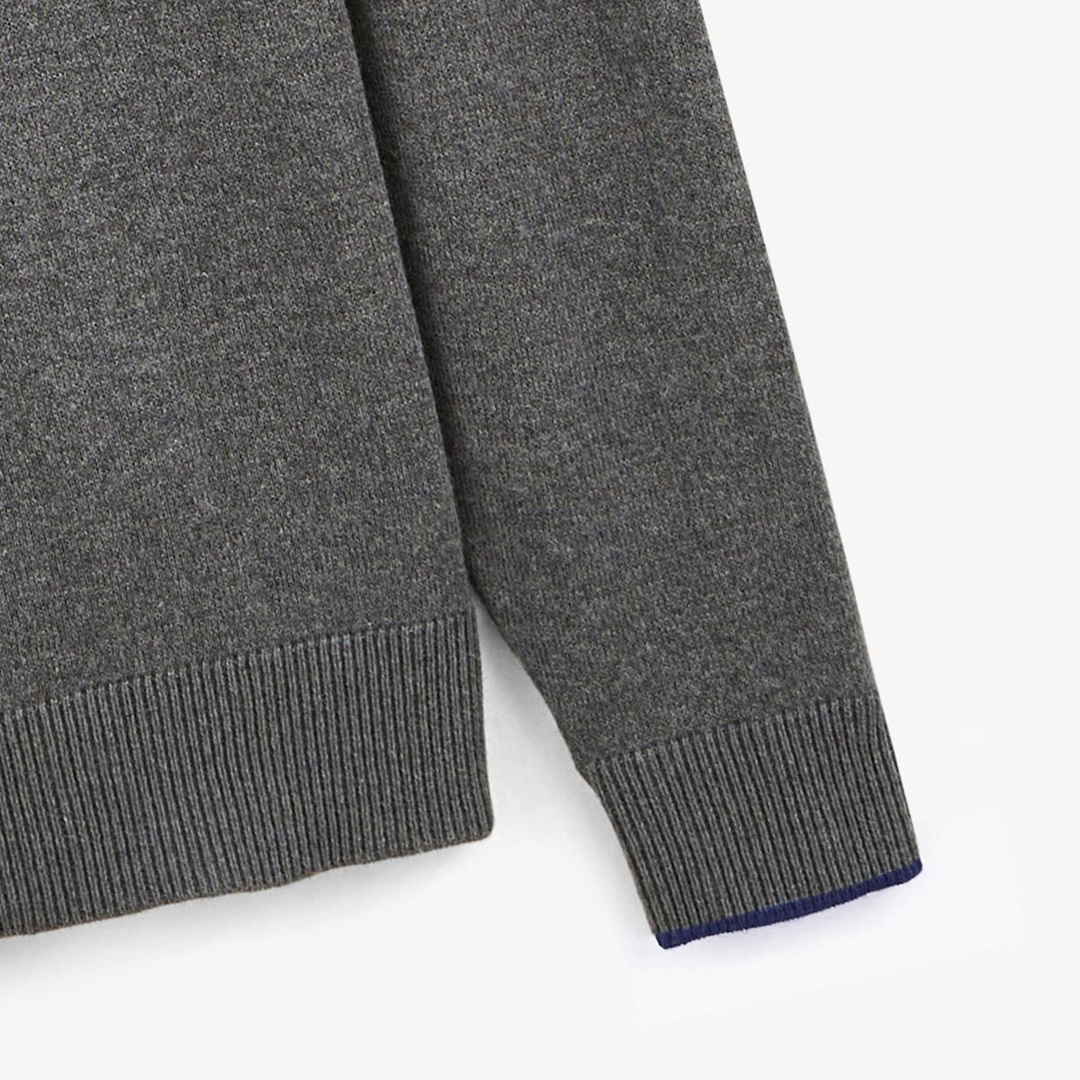 Pull avec col rond avec bande au poignet gris homme serge blanco