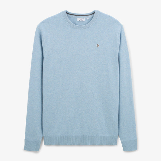 Pull col rond uni majorité coton bleu SERGE BLANCO