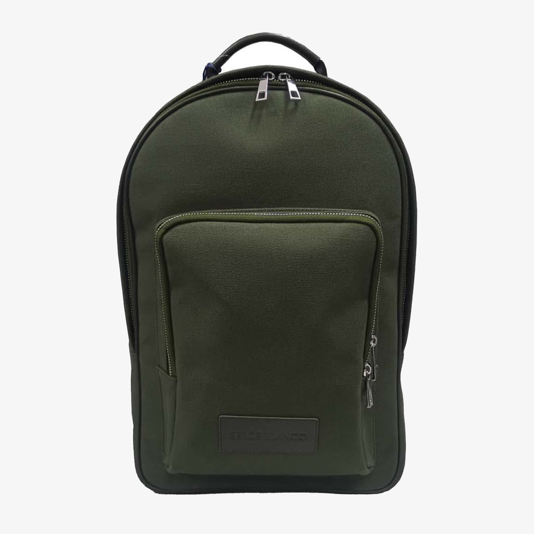 Sac à dos en cuir et toile canvas vert olive foncé Seattle