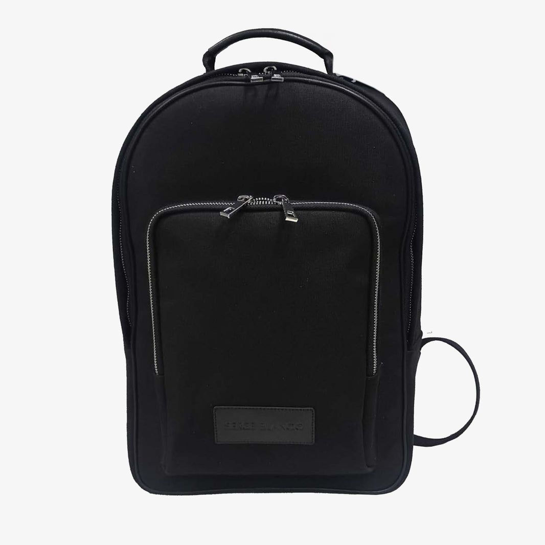 Sac à dos en cuir et toile canvas noir Seattle