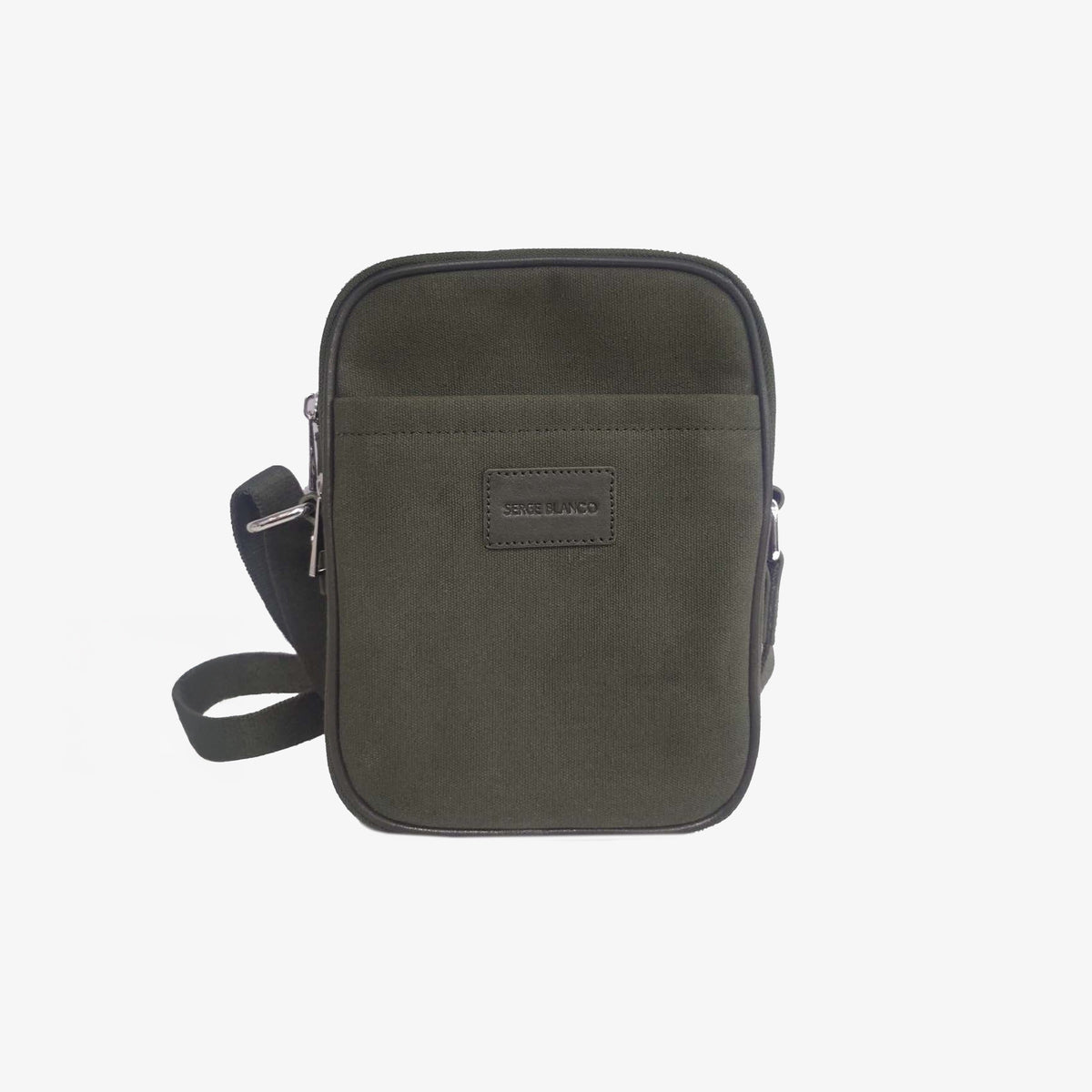 Sacoche bandoulière en cuir et toile canvas vert olive foncé Seattle