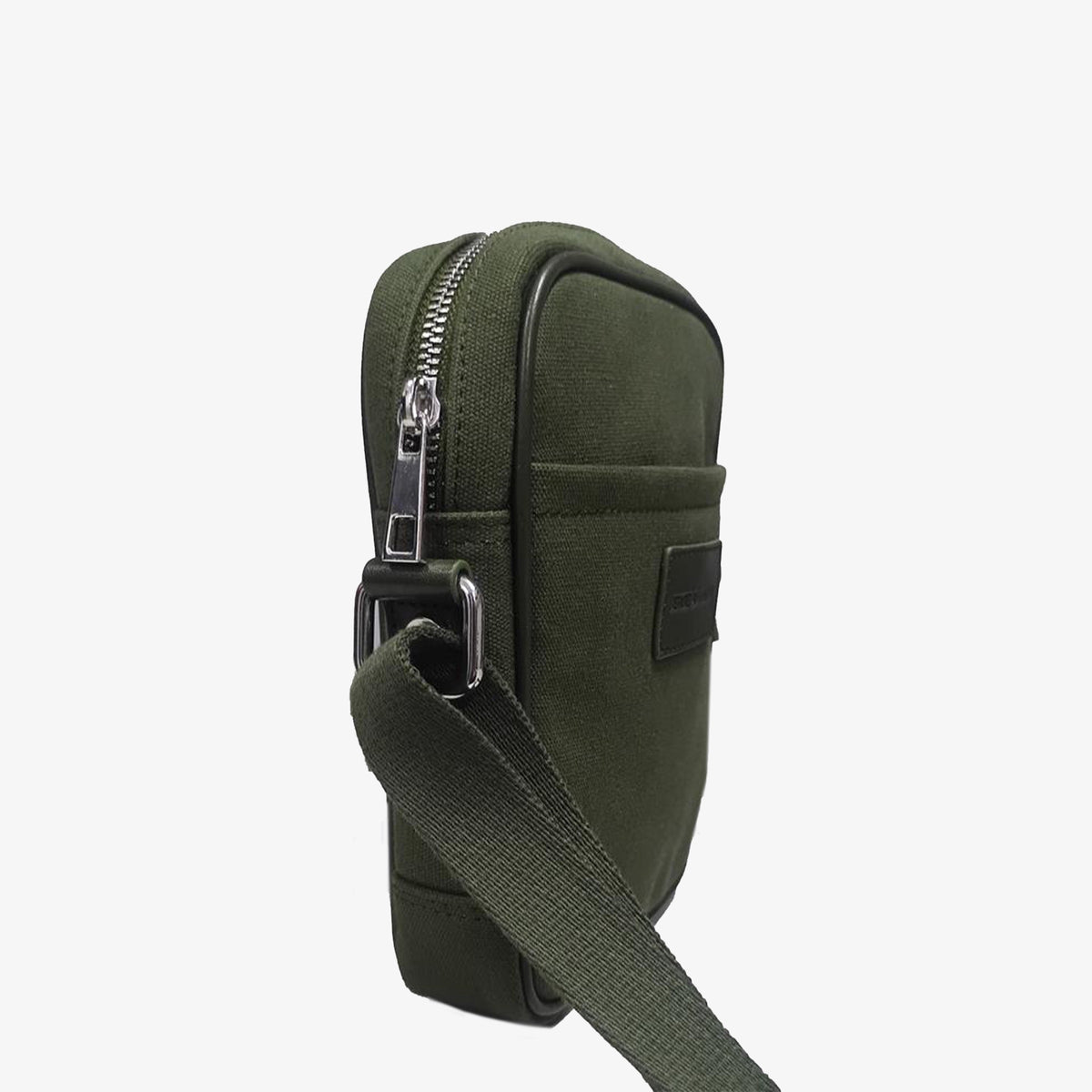 Sacoche bandoulière en cuir et toile canvas vert olive foncé Seattle