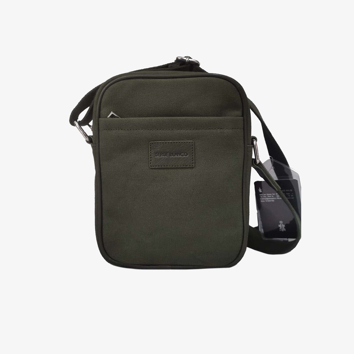 Sacoche bandoulière en cuir et toile canvas vert olive foncé Seattle